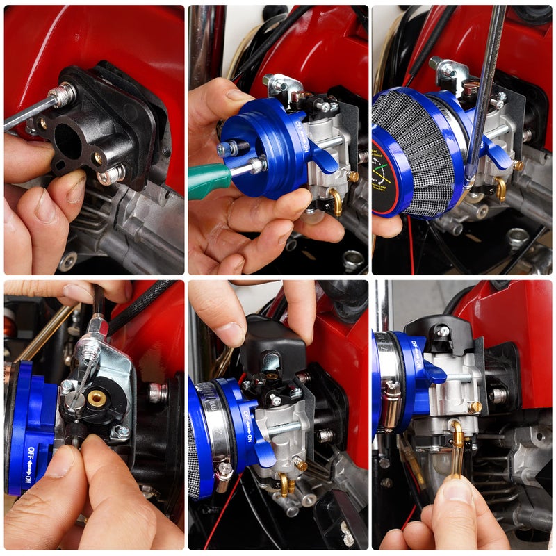 MTATCN 15mm Carburetor Upgrade Kit Air Filter Set Compatible with 2 Stroke 43cc 47cc 49cc Standup Gas Scooter ATV Quad Pocket Bike XG-550 BladeZ Moby X Blue - Image 5